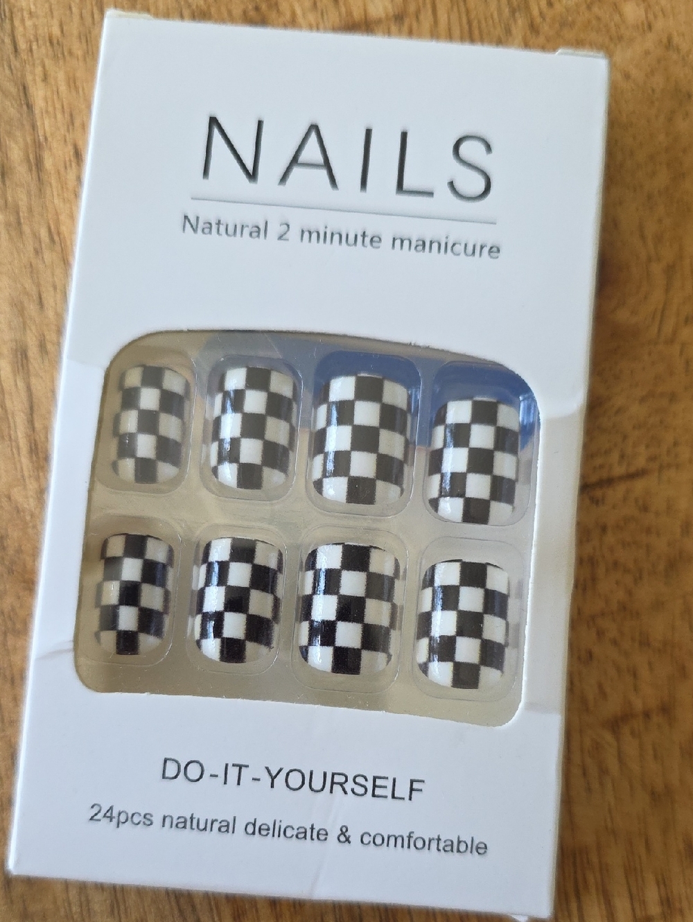 Black & White Checkered Press-On Nail Set, NIB, Racing F1